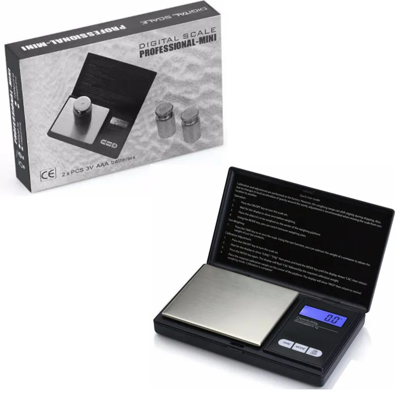 Mini Balance Numérique Électronique 100g 200g 300g 500g x 0.01g Balance de Cuisine Gramme Poids LCD Balance de Poche pour Pièce de Monnaie Or Diamant Bijoux Mesure de l'équilibre Alimentaire