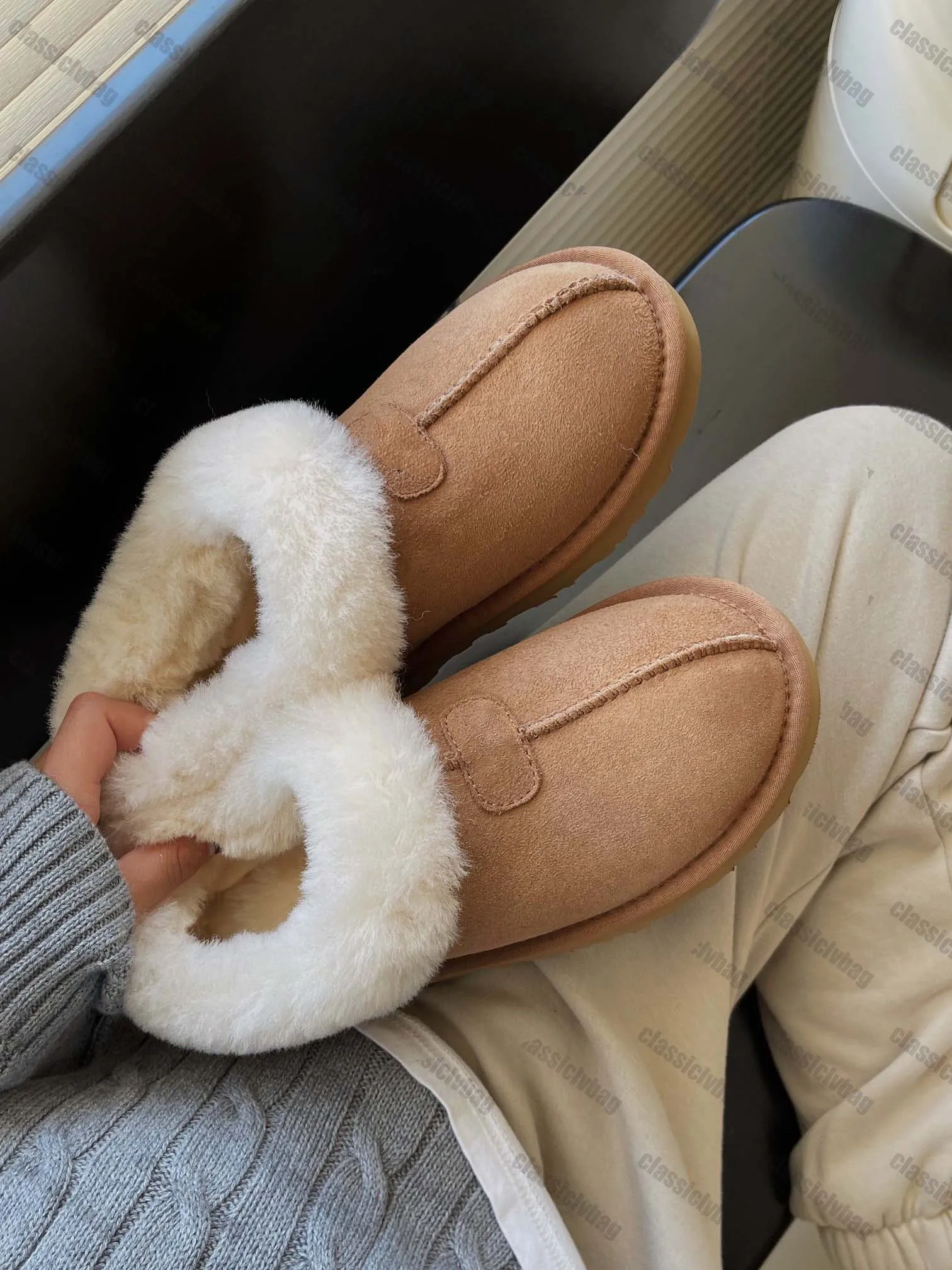 Tasman Chinelos de Pele de Castanha Slides de Pele de Carneiro Shearling Tazz NOVOS Mules Mulheres Homens Ultra Mini Bota Plataforma Slip-on Sapatos Camurça Conforto Superior 7