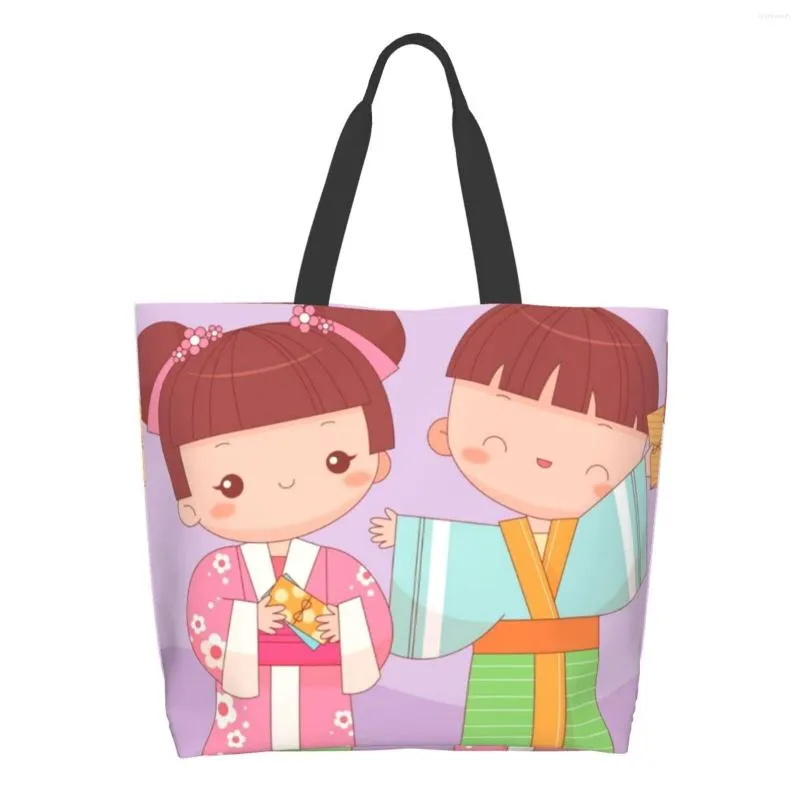 Borse portaoggetti Borsa riutilizzabile per la spesa Borsa a tracolla in tela Borsa per la spesa per donna Spiaggia Scuola Casual Grande Kawaii Cute Kids