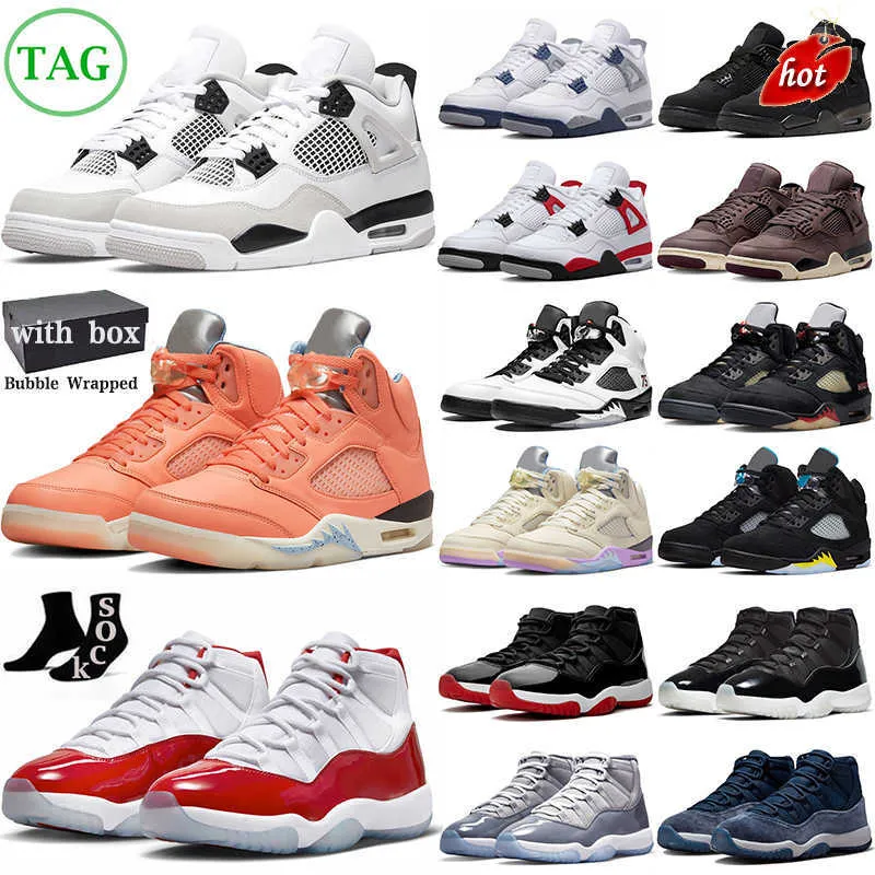 OG With Box 4 5 11 Mens 농구화 Jumpman 4s Military Black Cat Midnight Navy 11s Bred Cool Grey 5s Crimson Bliss Sail 남성 여성 야외