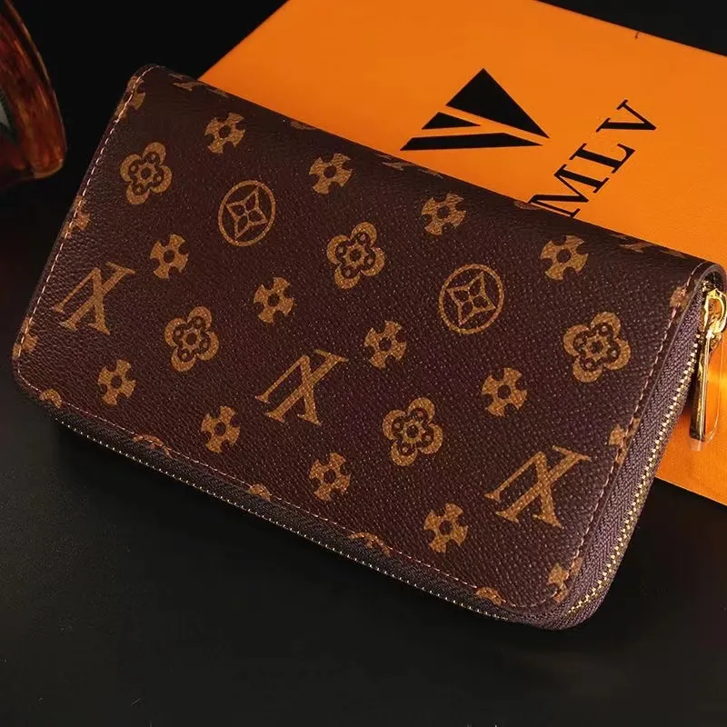 Heta lyx Purses designer plånbok blixtlås korthållare mens tryck präglade klassiska koppling plånbok designers plånböcker kvinnor handväska med låda