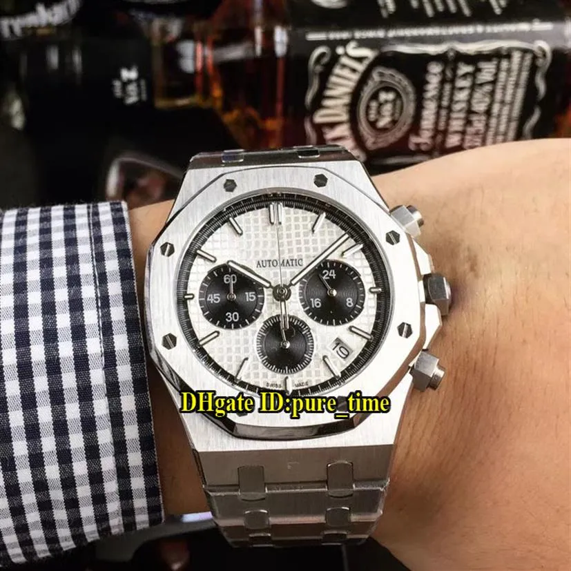 New Royal Miyota Quartz Chronograph Mens Watch 26331st OO 1220st 03 White Dial Black Sub-Dial Stopwatch Sapphire Glass Gents Sport331b