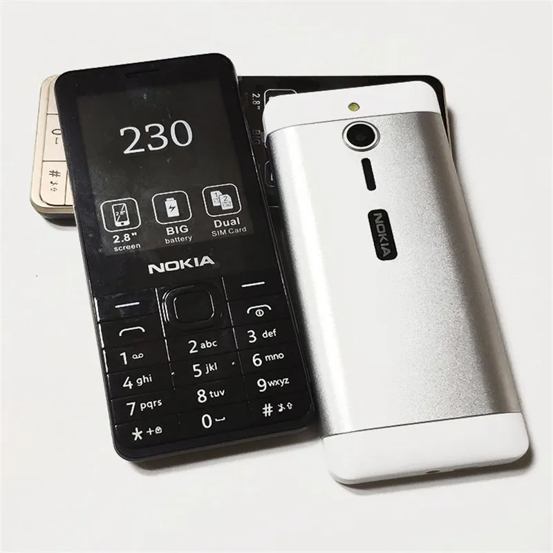 オリジナルの改装された携帯電話Nokia 230 GSM 2G 2.8inch for Chridlen老人ギフトMobilephone