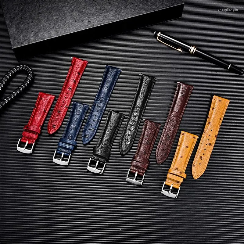 Watch Bands Fashion Ostrich Pattern Watchbands Genuine Cowhide Leather Straps 18mm 20mm 22mm Replacement Belts Quick Release Band