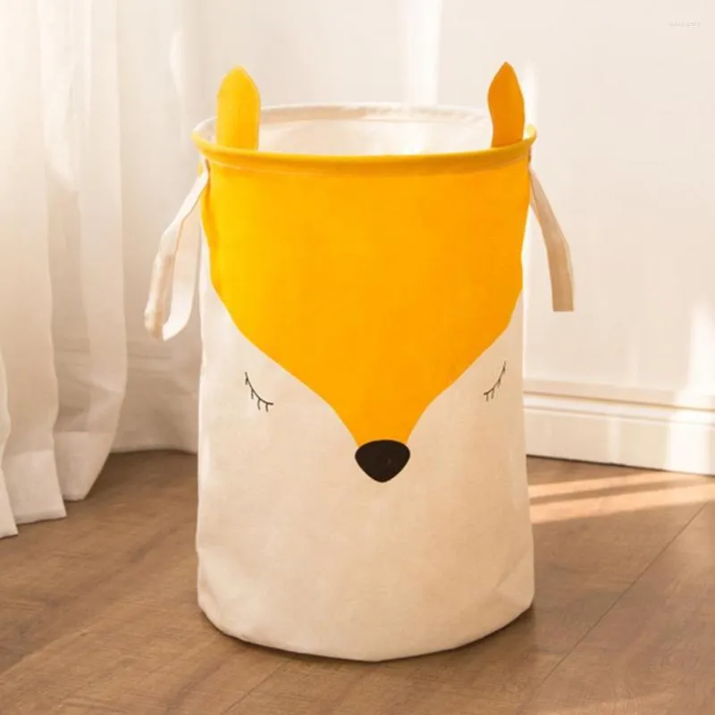 Laundry Bags Basket Cotton Linen Foldable Handle Clothes Toy Storage Bag Holder