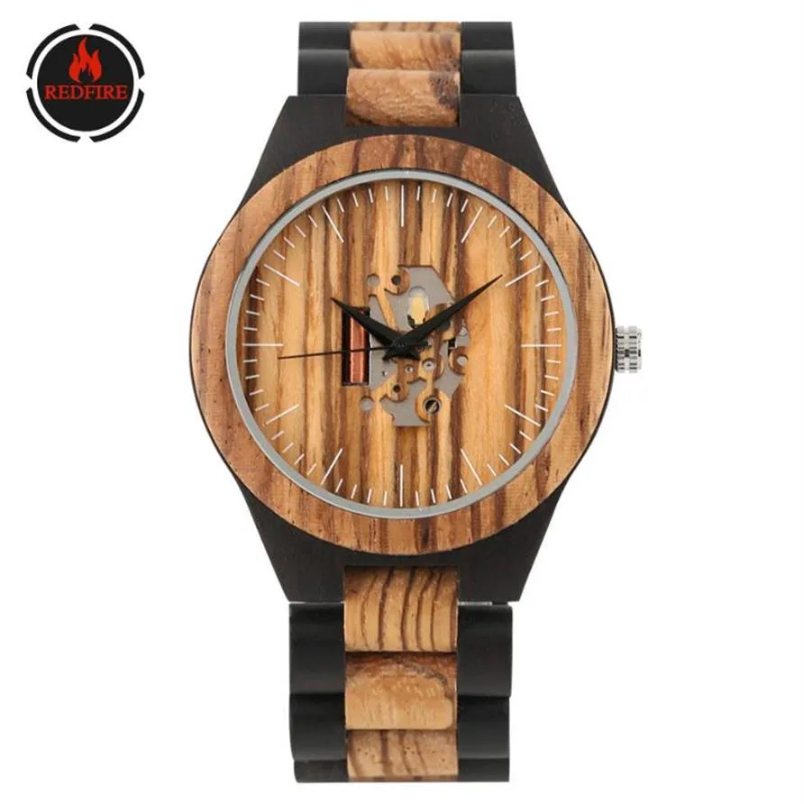 REDFIRE Vintage Mode Holz Herrenuhren Minimalistische Unregelmäßige Schnitzerei Zifferblatt Coole Männliche Holz Armbanduhren Quarzuhr Geschenk2520