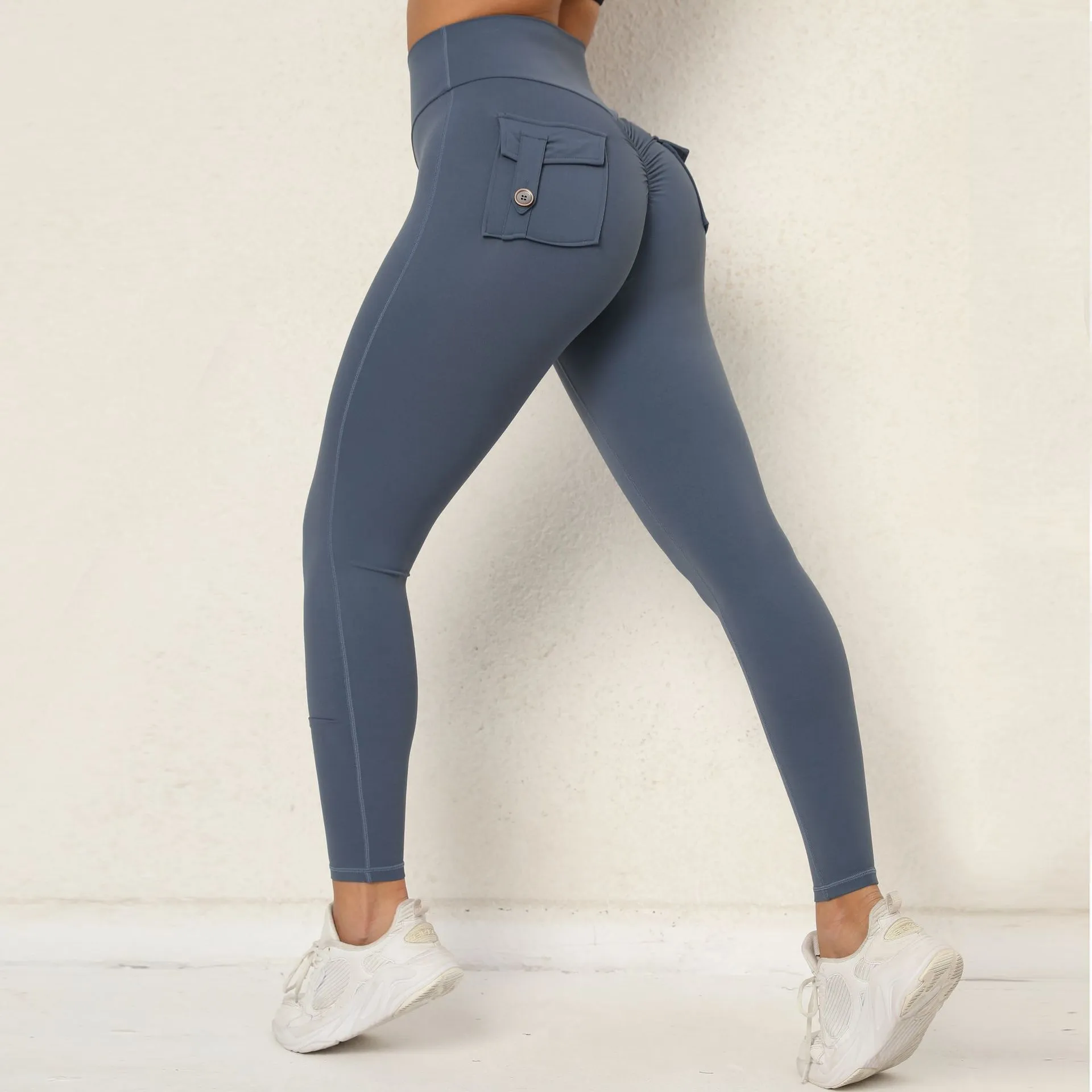 Dam Leggings yoga byxor fickknapp yoga byxor 14 färger sportbyxor Hög midja Tight sittande rumpa lyft Elastic force snabbtorkande byxa #qs0250