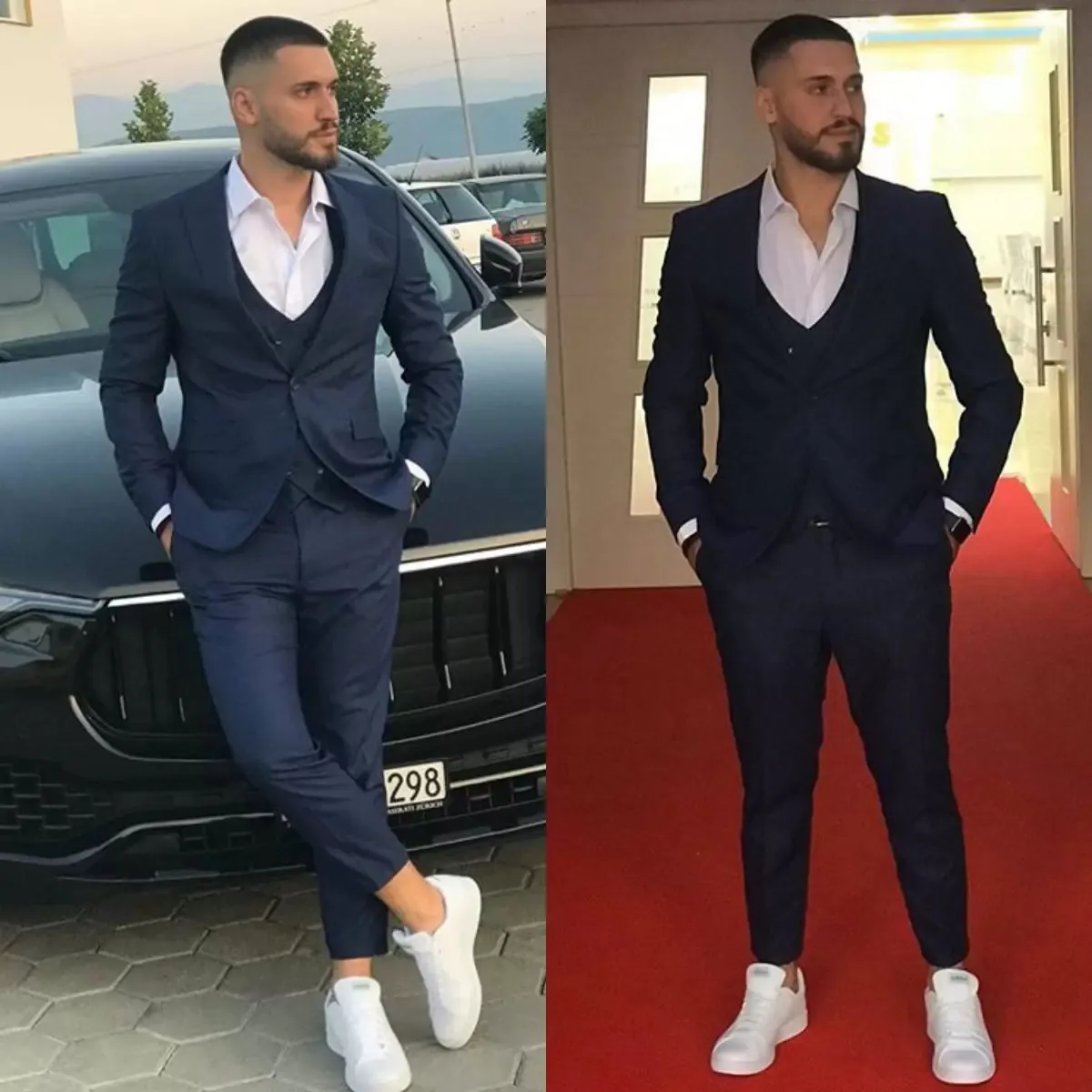 New Three Pieces Wedding Tuxedos Custom Made Business Men Suits One-Button Wool Blend Groom Wear Fit Groomsman Wedding Jacket Vest Pants