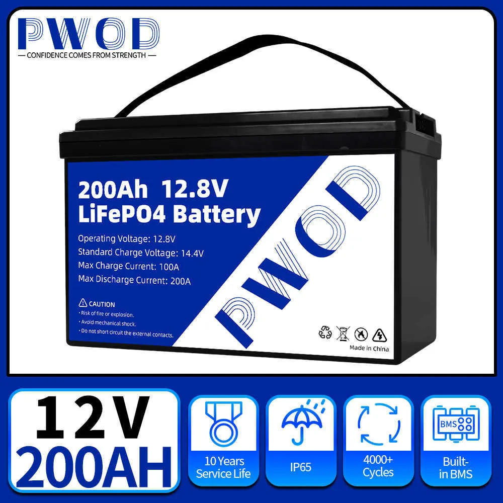 Yepyeni 12V 24V 100AH ​​200AH LIFEPO4 Pil Paketi Yerleşik BMS Lityum Demir Fosfat Pil Güneş Güç Sistemi Tekne Golf