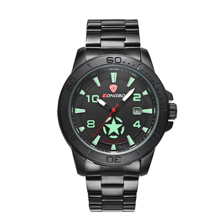 2020 LONGBO Uomini di Lusso Army Star Sport In Pelle di Tela Orologi Al Quarzo Per Gli Uomini Per Il Tempo Libero Orologio Semplice Orologio orologi da uomo 80217259B