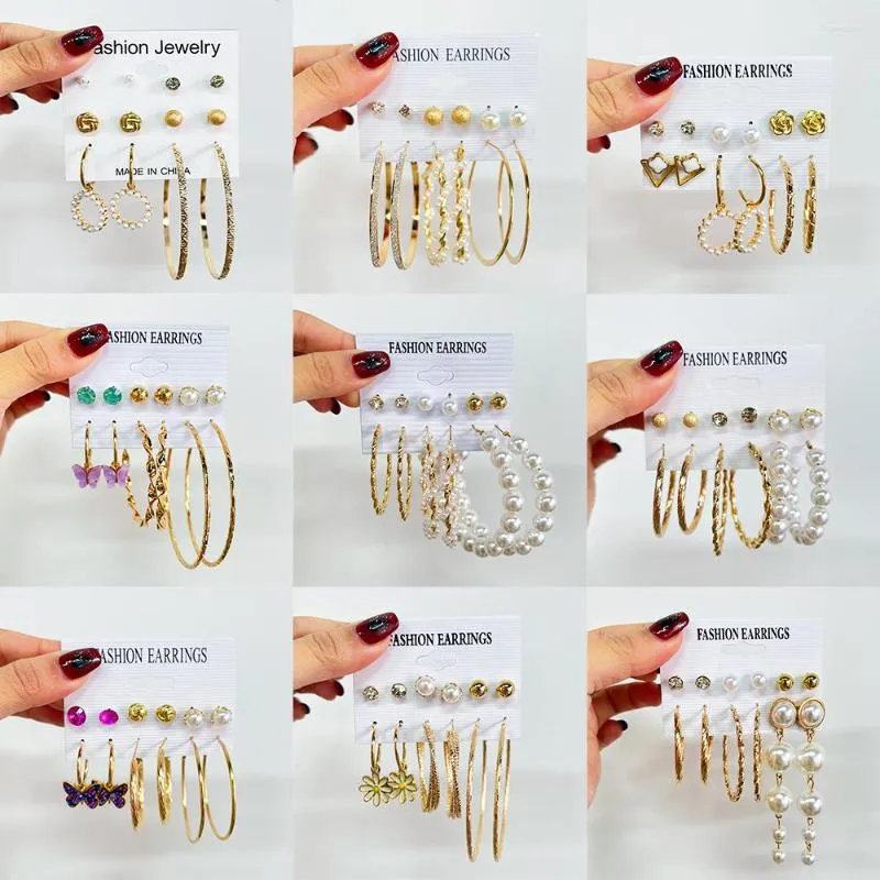 Stud Earrings Trendy Woman Jewelry 2022 Womens Earring Set Metal Pearl Big Korean Fashion Wedding Wholesale