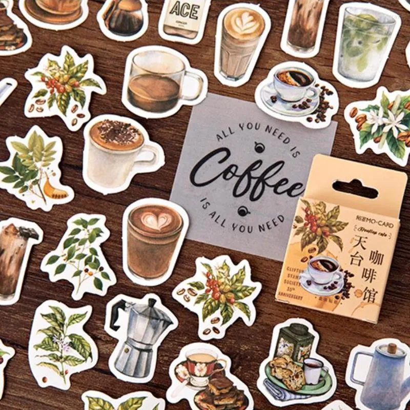 Vintage Gift Wrap Coffee Junk Journal Stickers Scrapbooking