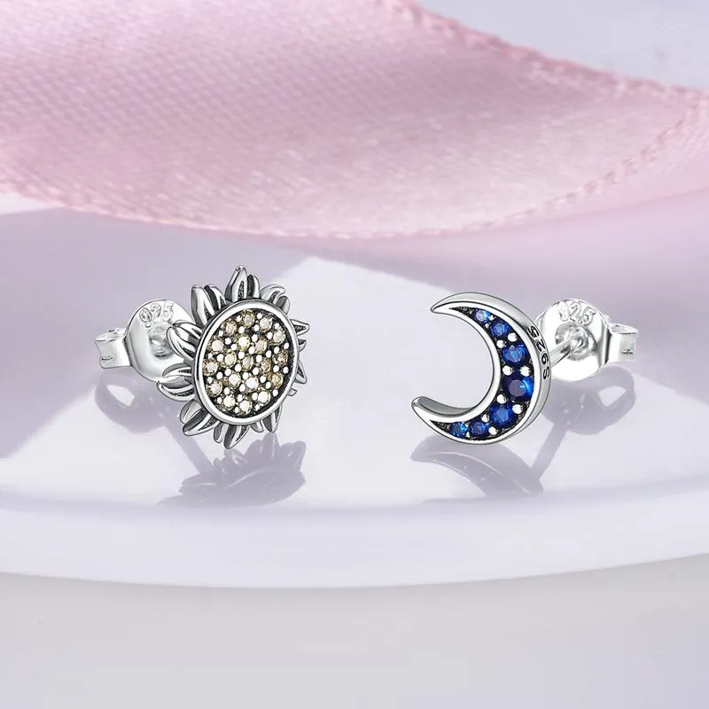 Ohrstecker Sommer Funkelnde Sonne Und Mond Für Frauen Mädchen Weibliche Mode Silber Farbe Hochzeit Schmuck