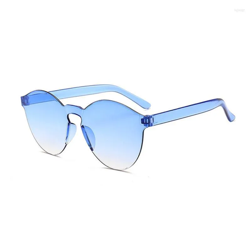 Lunettes de plein air mode ronde sans cadre randonnée femmes avec 24 couleurs gelée couleur lunettes de soleil femme Uv400
