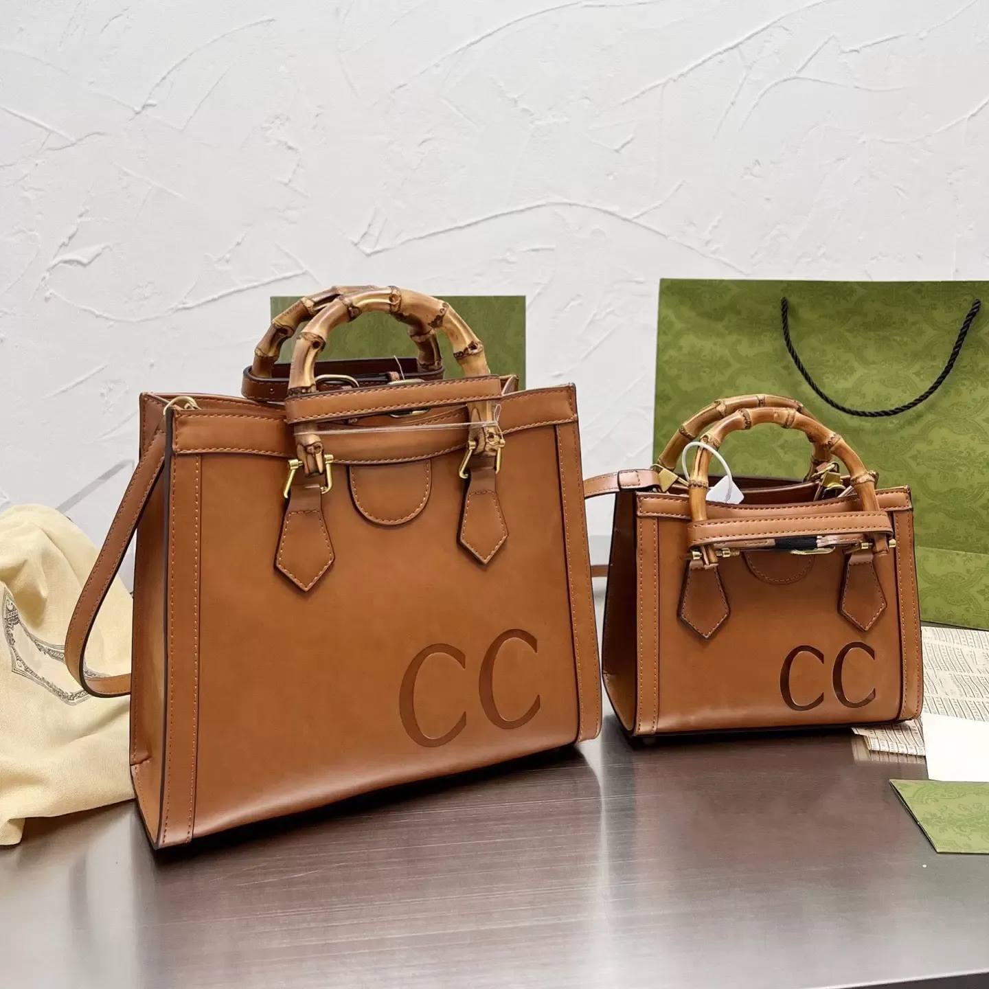 Designerskie torby na bitę torebki bambusowe moda unisex totes portfel Odłączany pasek skórzany torba na ramię