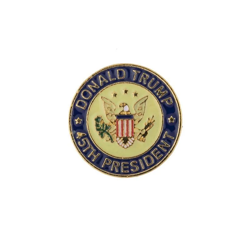 Autres arts et métiers Donald Trump Médaille Broche Artisanat Badge en relief plaqué 24 carats 45e élection du président RRC684