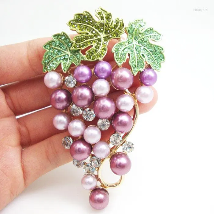 Broches de luxe Style artistique Fruit raisin violet autriche cristal ton or broche