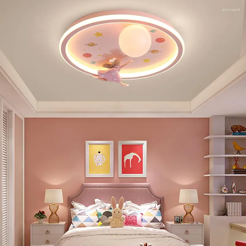 Luzes de teto, quarto infantil, menina de desenho animado moda nórdica moderna simples princesas proprietários de imóveis led de proteção para olhos