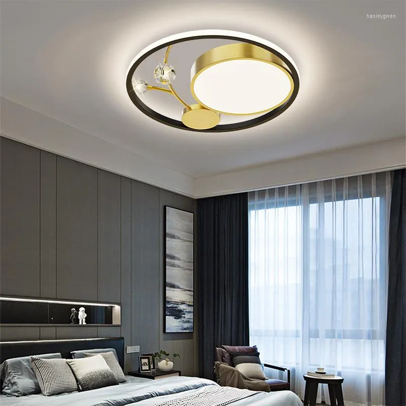 Plafonniers modernes simples de chambre à coucher lampe circulaire Crystal Crystal Home Meubles de personnalité créative pour l'éclairage du salon