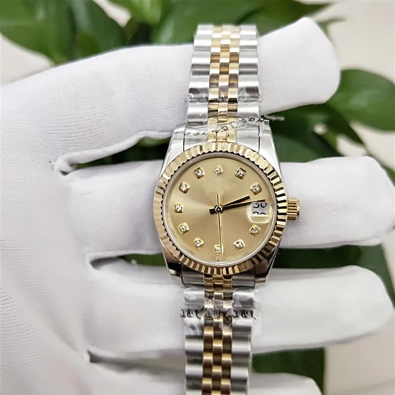 Classic Series 178274 179173 31 mm gelbes Zifferblatt Uhren ETA 2813 Uhrwerk Stahl 18 Karat Damenuhr Two Tone Gold Automatic Women'246D