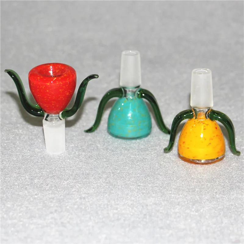 Tigelas de cachimbo de vidro Bong Bowls coloful redondos de tabaco de vidro 10 mm de 14 mm para cachimbos de fumantes para bongos de água