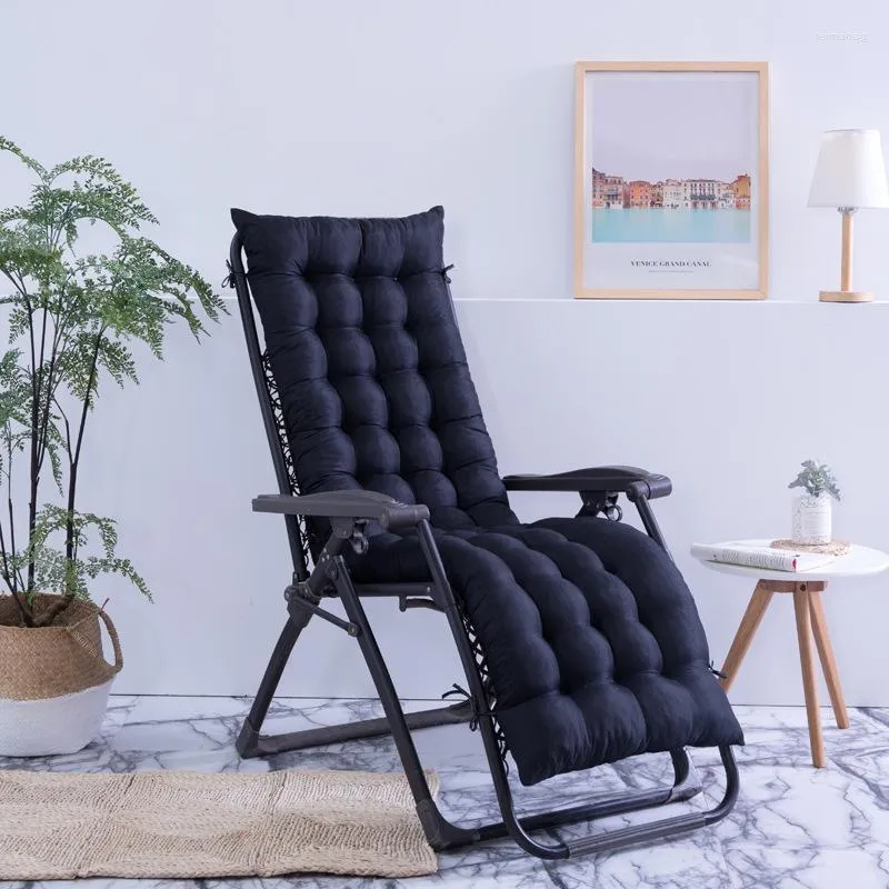 Yastık Süper Yumuşak Bahçe Güneş Lounger Recliner Siyah Sandalye Kalın Katlanabilir Sallanan Uzun Kanepe Koltuğu