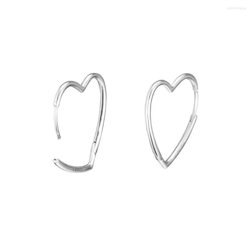 Hoop oorbellen Grote asymmetrische harten van liefde oorrel 925 Sterling-Silver-Jwelry