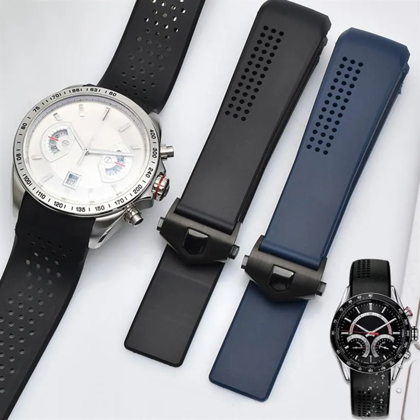 Bracelet de montre pour TAG HEUER CARRERA, extrémité incurvée, étanche, accessoires en caoutchouc de Silicone TPU, chaîne 2704