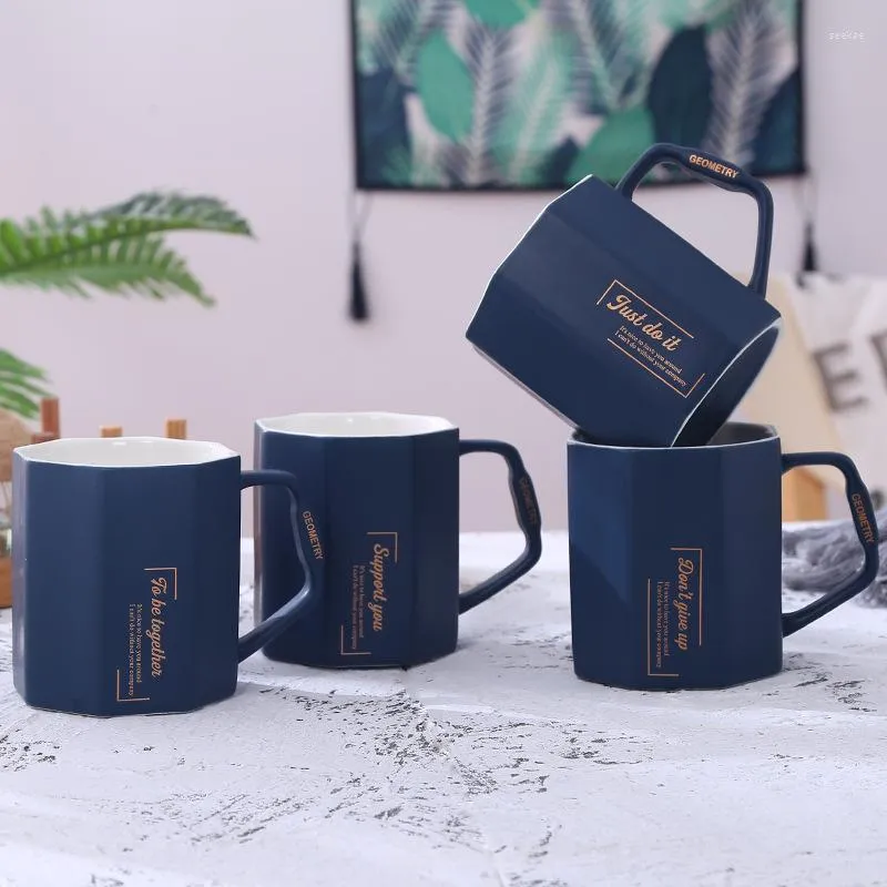 Mugs Ceramic Cup Nordic Style Diamond Mug Creative English Water Office Coffee Business Gift 300ml