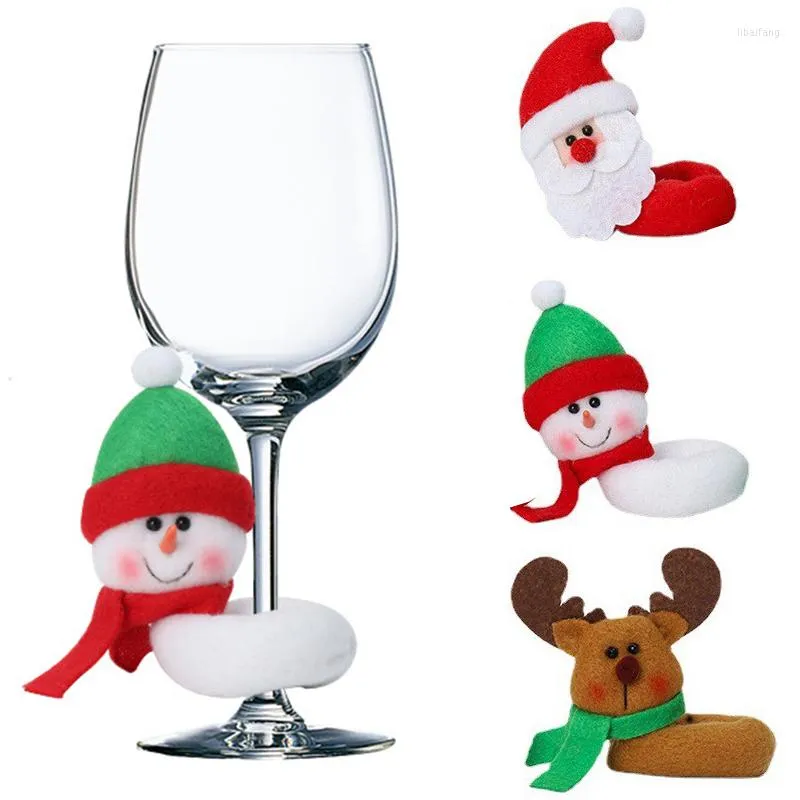 Kerstdecoraties stijl wijnglazen cover sneeuwman santa claus elf cartoon home party decoratie jaar cadeau aanbod