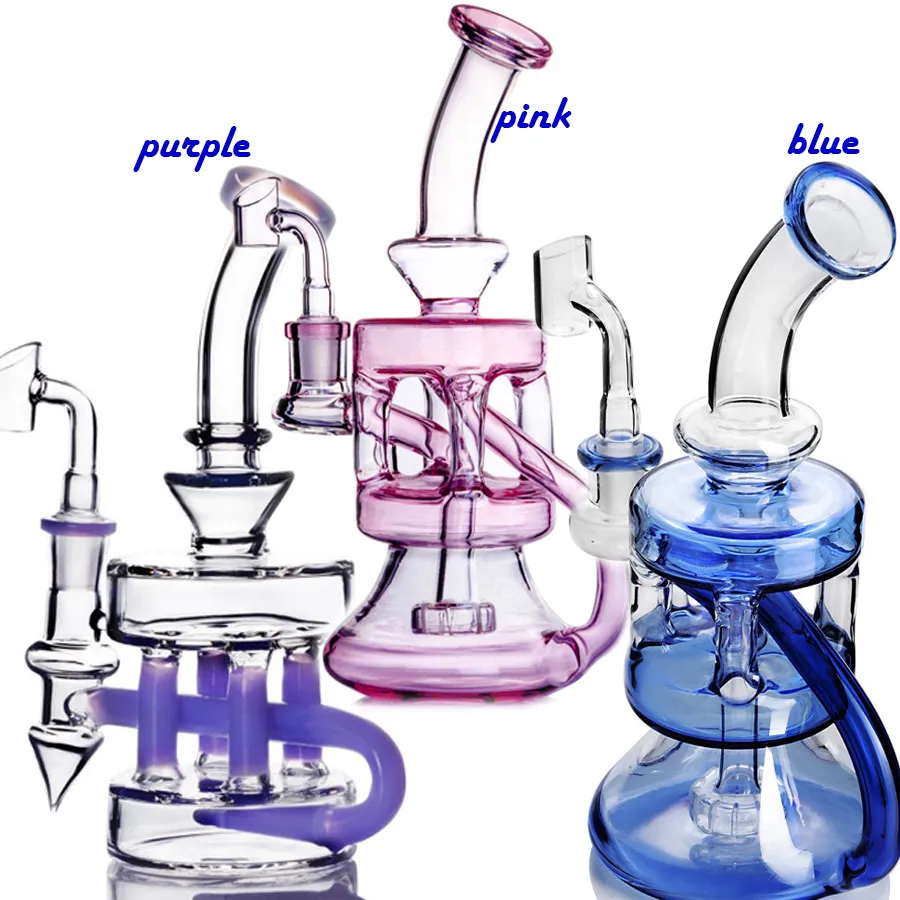 Klein recycler bong pi pipe narguil￩ accessoires fumeurs du b￩cher en verre gr￩ement d'huile en verre shisha bongs d'eau unique avec 14 mm