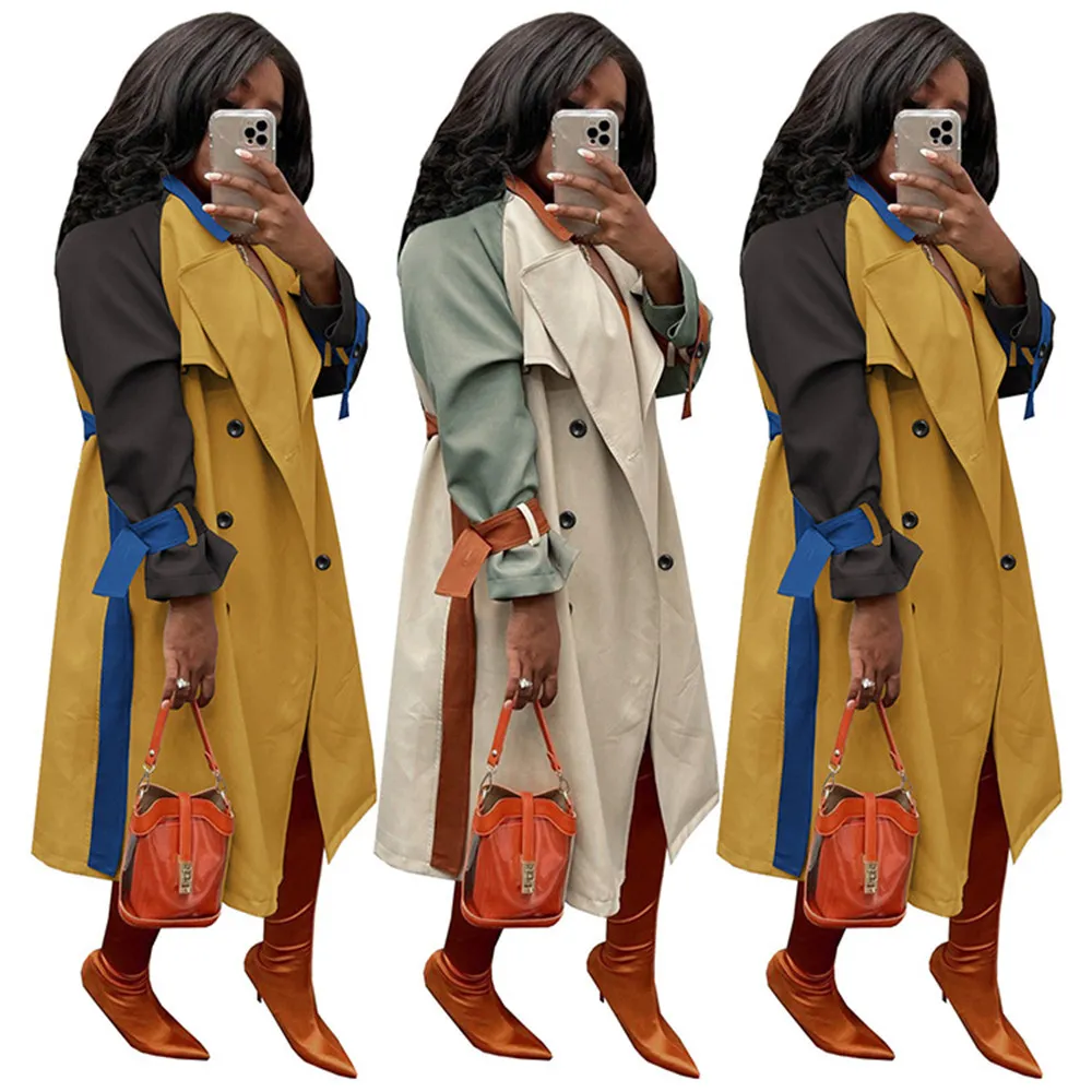 Plus size 3xl Trench Coat Women Fall Roupas de inverno Moda casual Vintage Windbreaker solto sobretudo top Trendy Double Basted Outerwear 9072