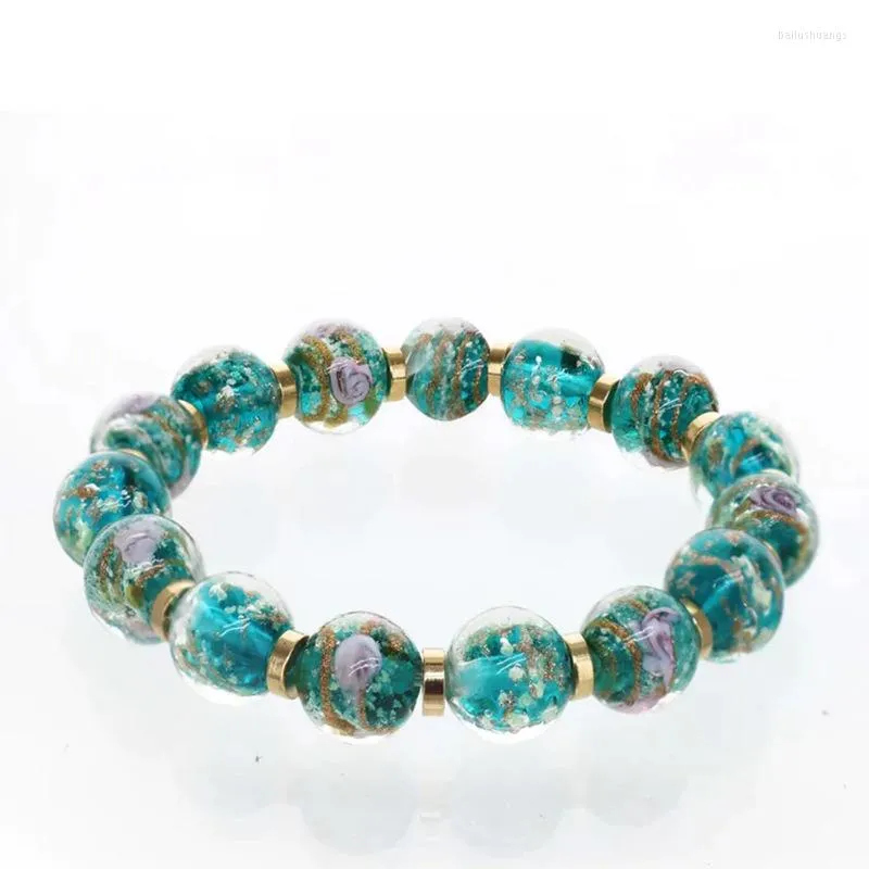 Bangle Dames Lumineuze armband Stone Glow in de donk Golden Sands Glass kralen kristallen bol enkele feestarmbanden Drop