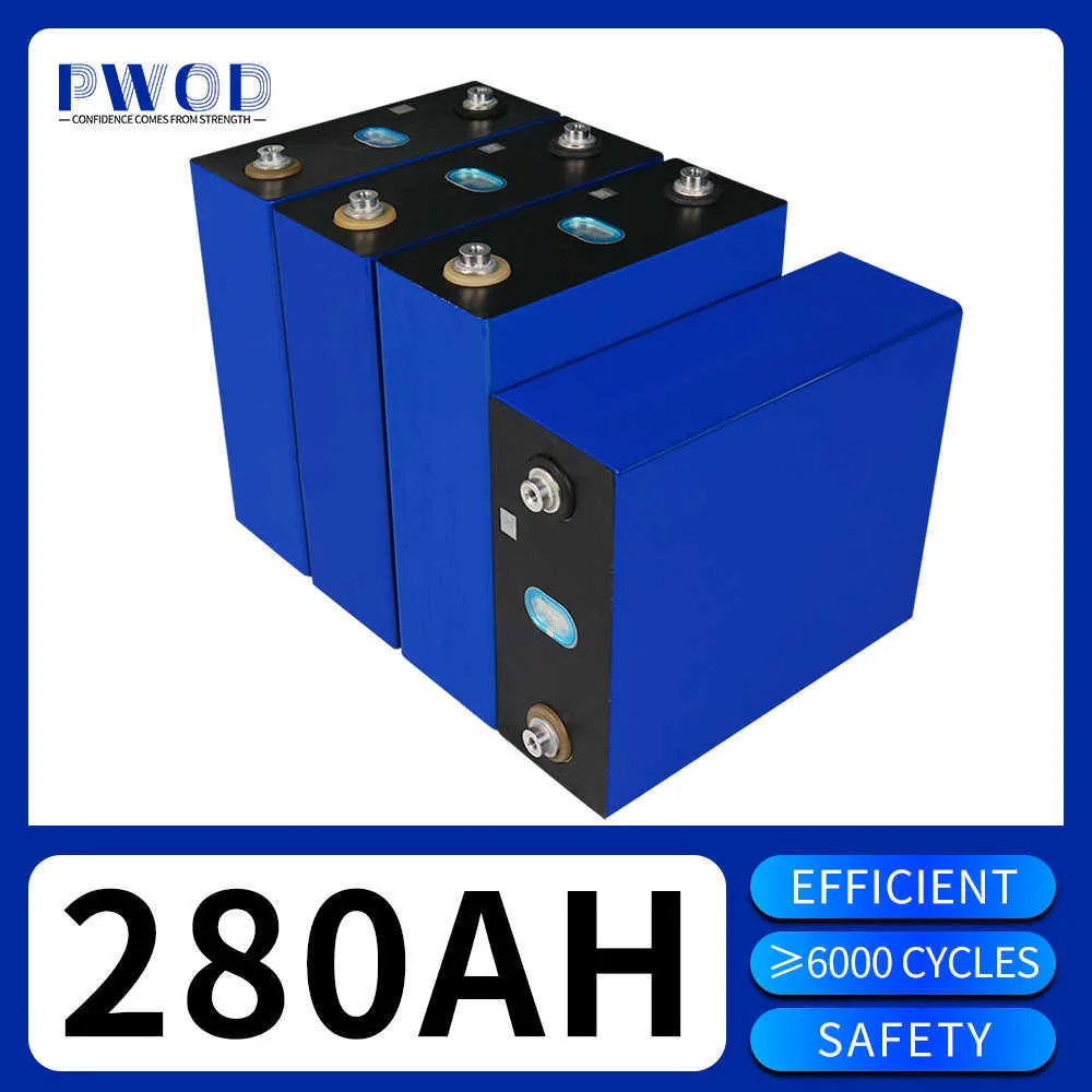 Rechargeable LiFePO4 Battery 3.2V 280AH Lithium Iron Phosphate Cell DIY 12V 24V 48V for Golf Cart RV Boat Energy Storage System