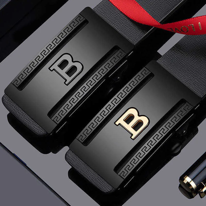 Fashion belts men's classic belts cowhide self-buckle belts casual business young men pants belts with box