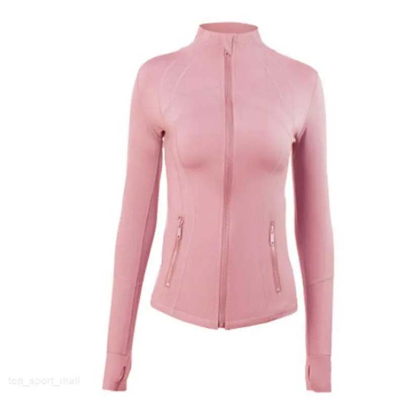 Women's Yoga long sleeves Jacket Solid Color Nude Sports Shaping Waist Tight Fitness Jackets Loose Jogging Sportswear Women's Zipper Stand Collar Solid Zip Up good