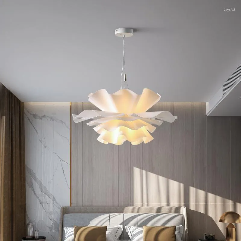 Chandeliers Nordic Acrylic Chandelier Flower Lights Warm Design Bedroom Room Simple Modern Restaurant Dining Decor Girl