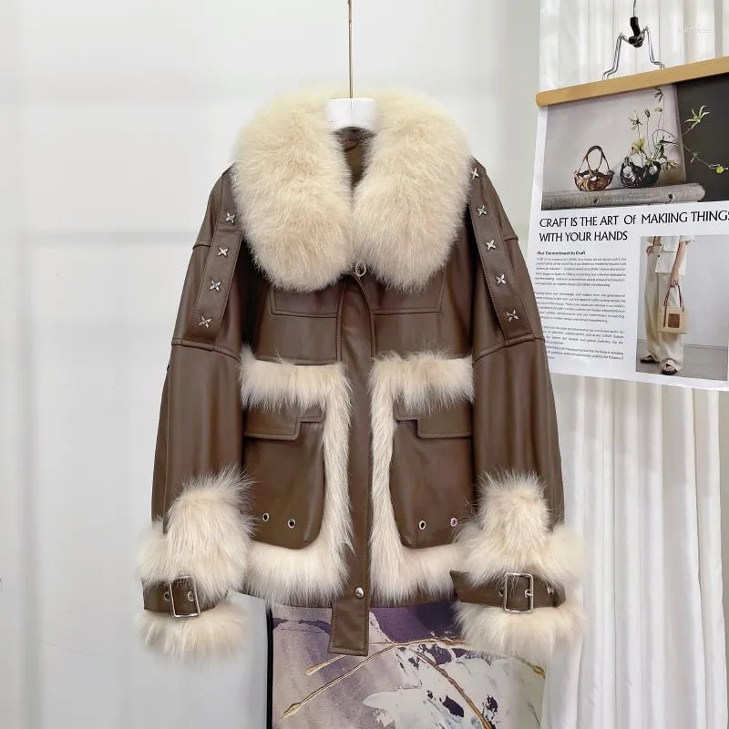 Kurtka futra dla kobiet z naturalnymi damskimi płaszczami zimowymi 2022 Oryginalny skórzany płaszcz owiec damski