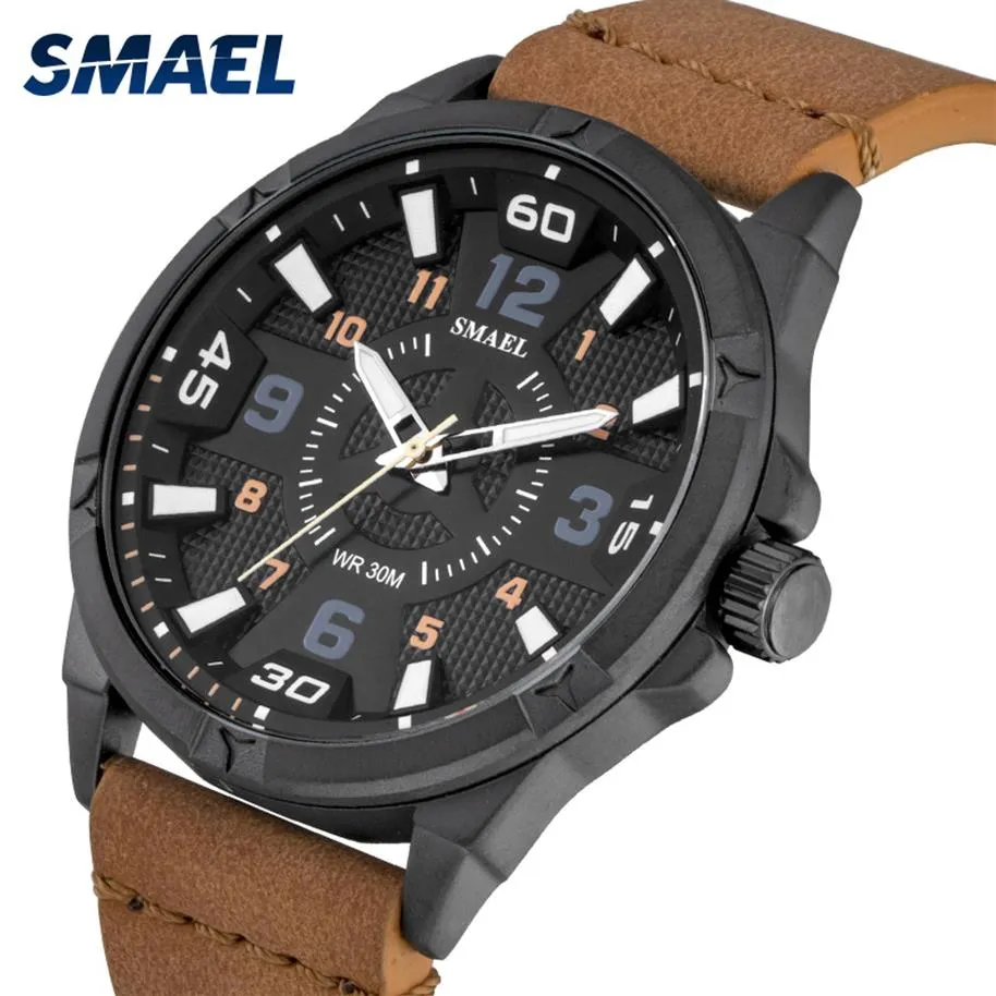 2020 Smael Men's Casual Watch Relojes Hombre 2019 Top Brand Sl-9102 Watch Men Simple Quartz Watches with Leather Relogio MASC266B