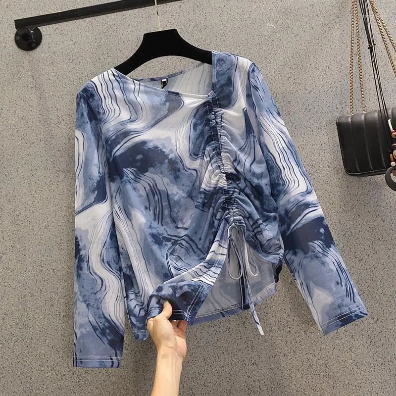 Damesblouses coigarsam blouse vrouwen lente winter 2022 Kantoor dame print los