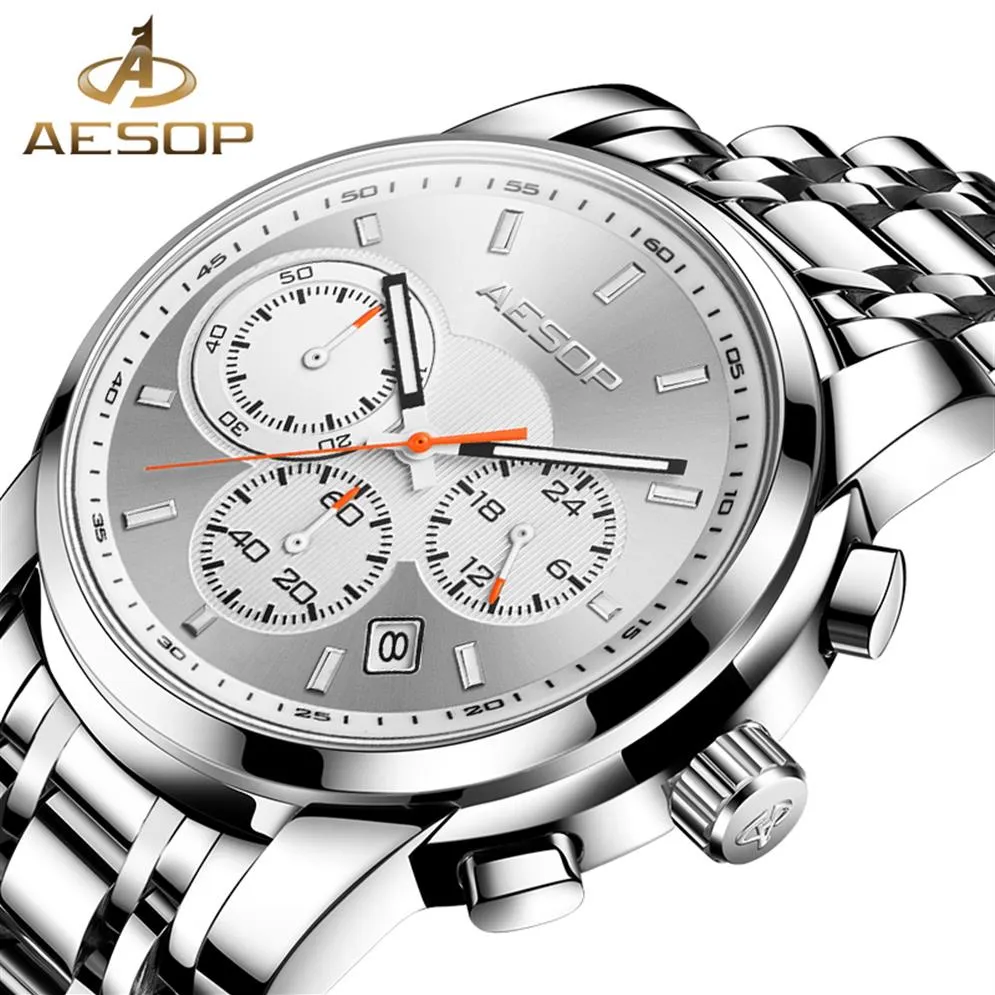 Aesop Men 's Watch Top Brand Luxury Men Wristwatch Male Clock Gold Man Gold Man 시계 크로노 그래프 방수 시계 relogio masculino310w