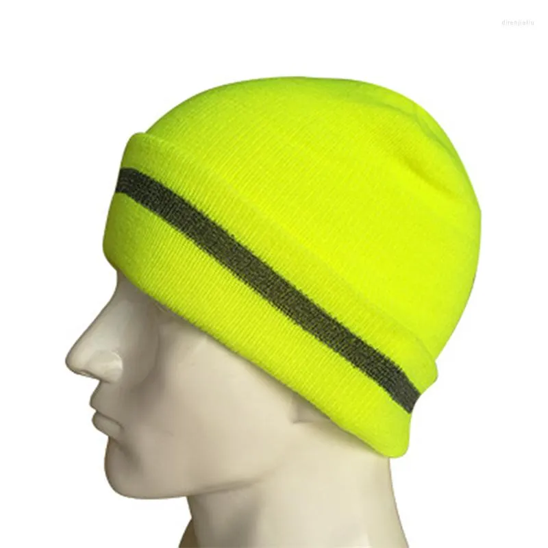 Cycling Caps Unisex Reflective Stripe Knitted Hats Beanies Luminous Outdoor Ski Warm Women Men Autumn Winter Casual Bonnet