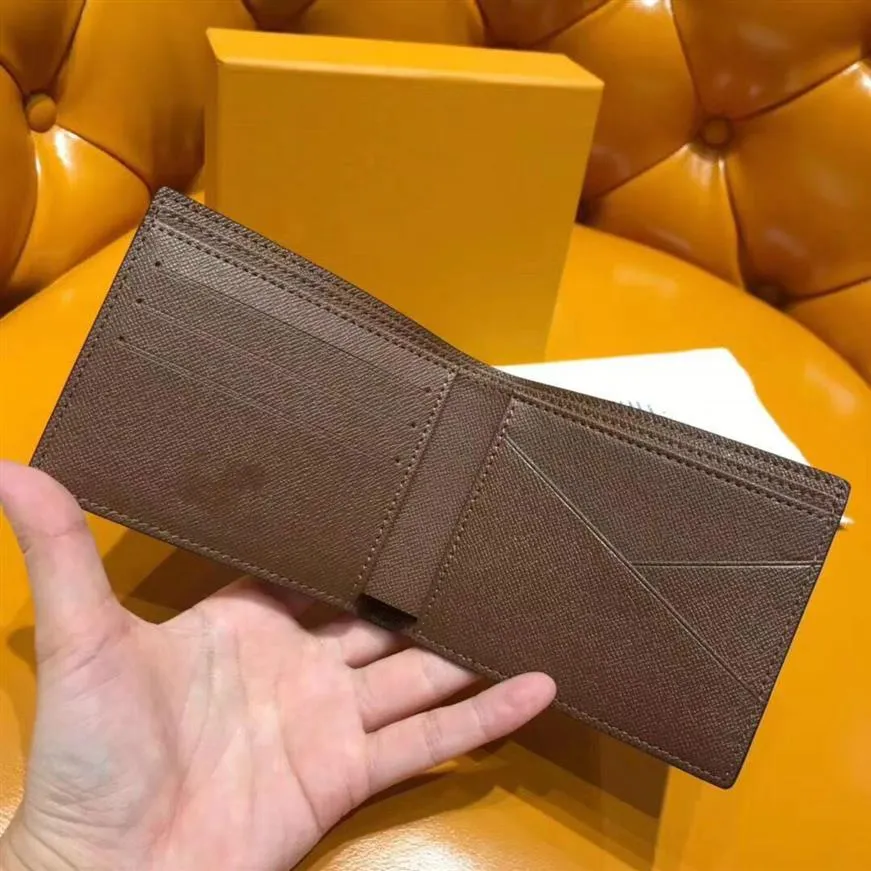 Paris plaid style Designer mens wallet famous men luxury wallets special canvas multiple short small bifold wallet with box259j