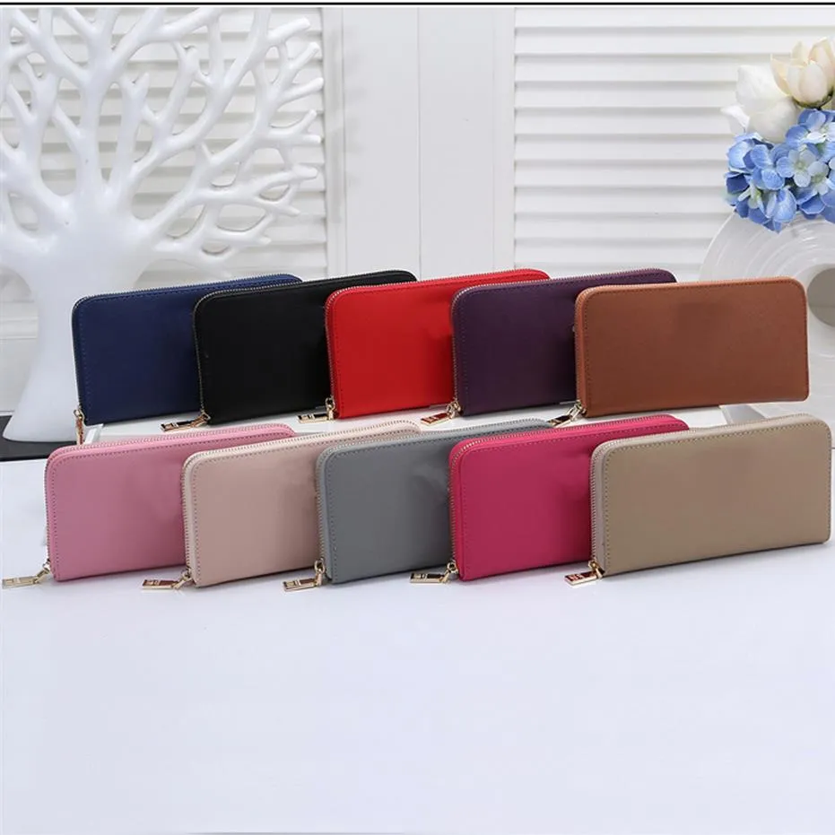 Fashion women clutch wallet pu leather single zipper wallets lady Handbag long classical purse with box card 8 colors 406245z