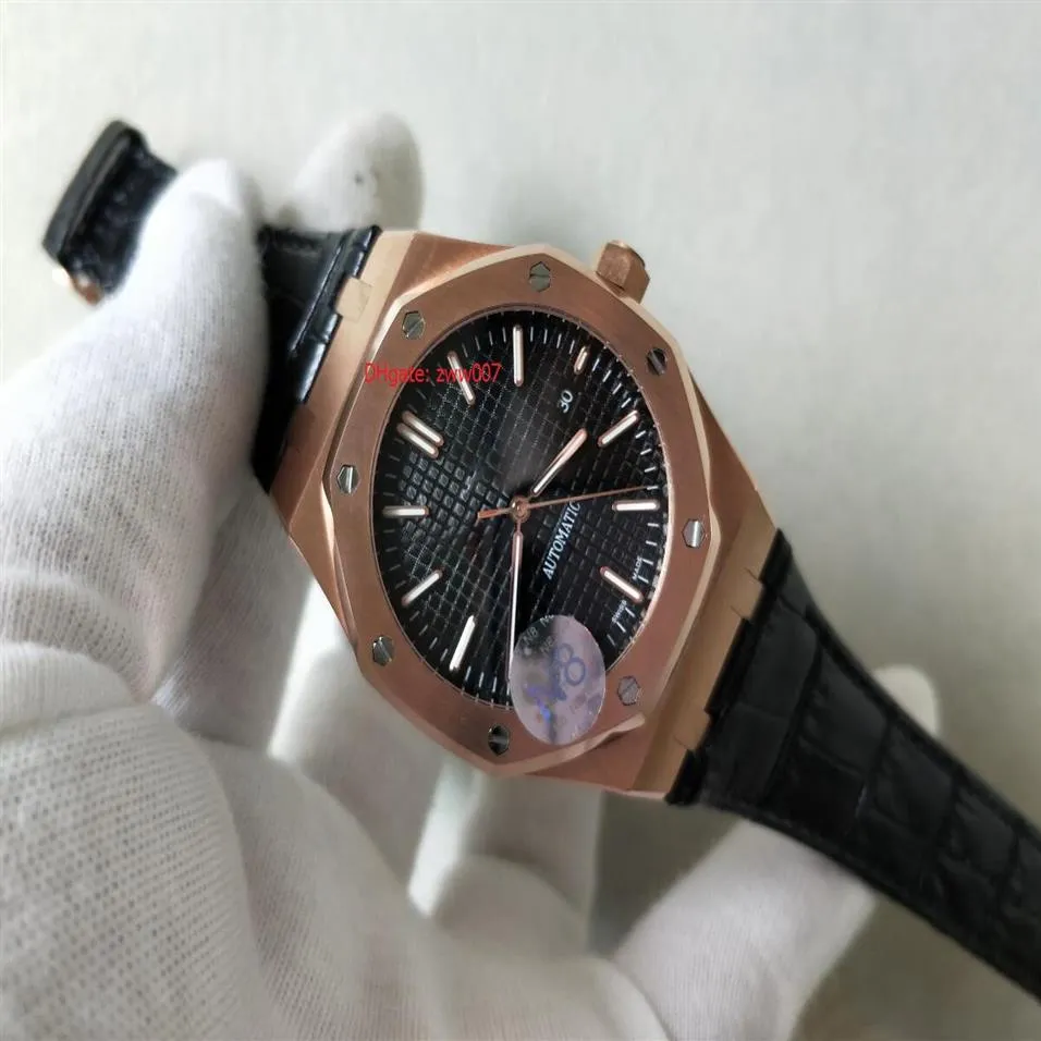 Factory Supplier Topselling High Quality Wristwatches 42mm Rose Gold Automatic movement Black Dial Stainless Steel Mens Watch Watc179B