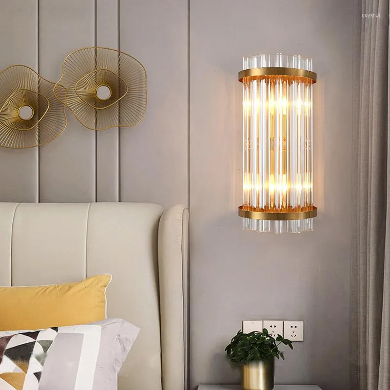 Wall Lamps FKL Modern Lights Crystal Gold Luxury Living Room Background Lamp Entrance Hallway Indoor Light Fixtures