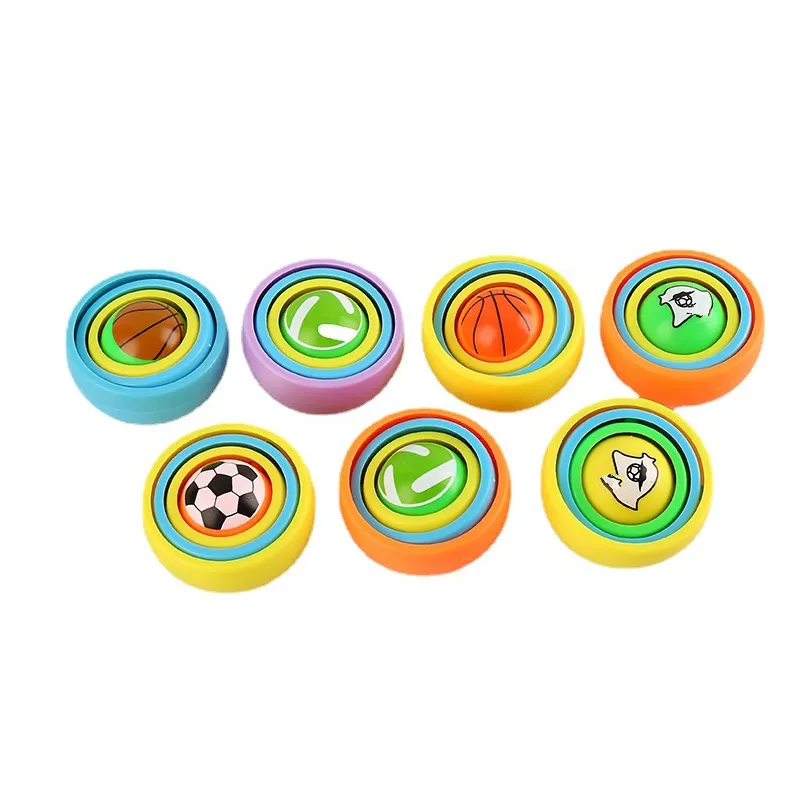 4styles rąk spinner impreza faworyzuj plastikowe metal 3D Spinners Rainbow Gro -Spinning Universal Rotation Top Rota Finger Toys For Kids Prezent Wzór wielowarstwowy losowy