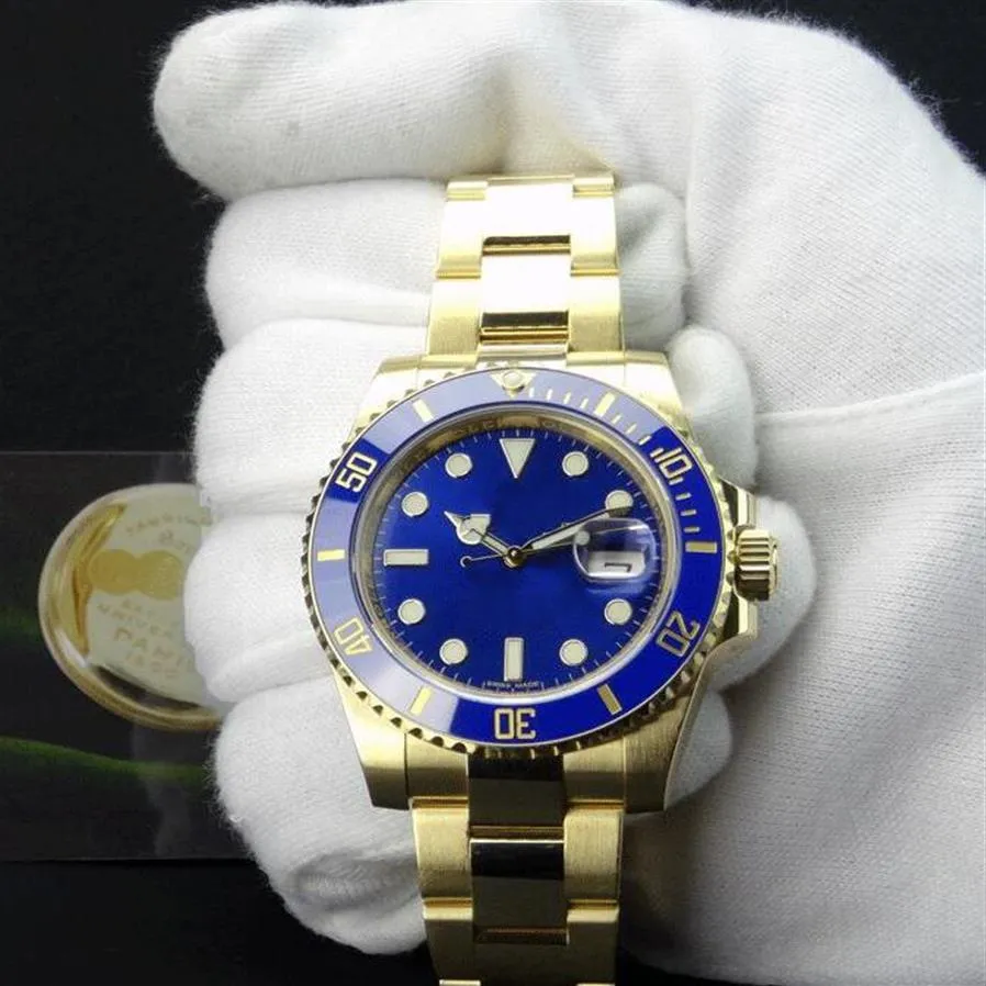 Factory Supplier Luxury 18k yellow Gold sapphire 40mm Mens Wrist Watch Blue Dial And CERAMIC Bezel 116618 Steel Automatic Movement234U