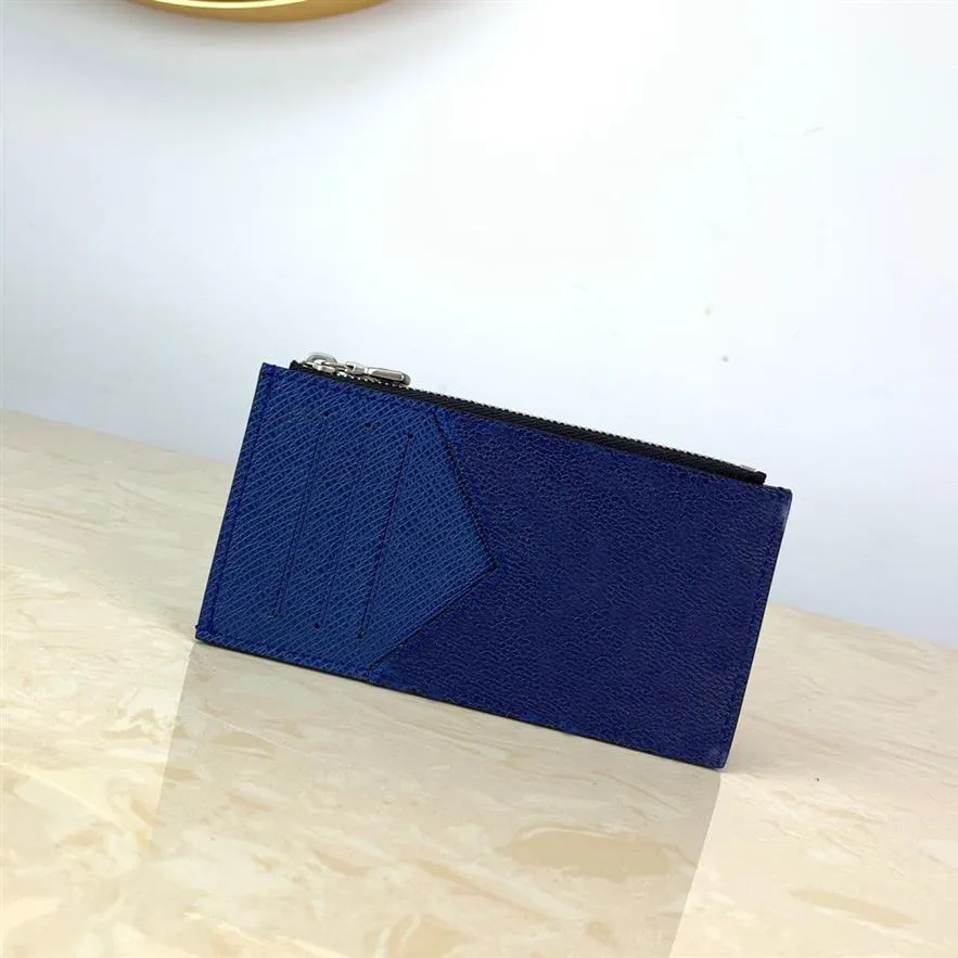 Blue Juinel lederen zipperkaarthouder van de hoogste kwaliteit met doos Luxurys Designers Wallets Womens Purse Credit Korte Heren Wallet 217K