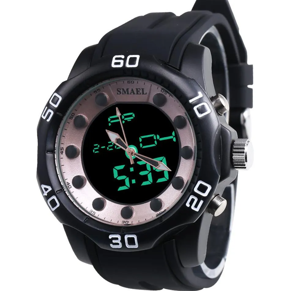 2020 herrklockor Smael varumärke Aolly Dual Display Time Clock Fashion Casual Electronics Swim Dress Wristwatches 2017 Sell225T